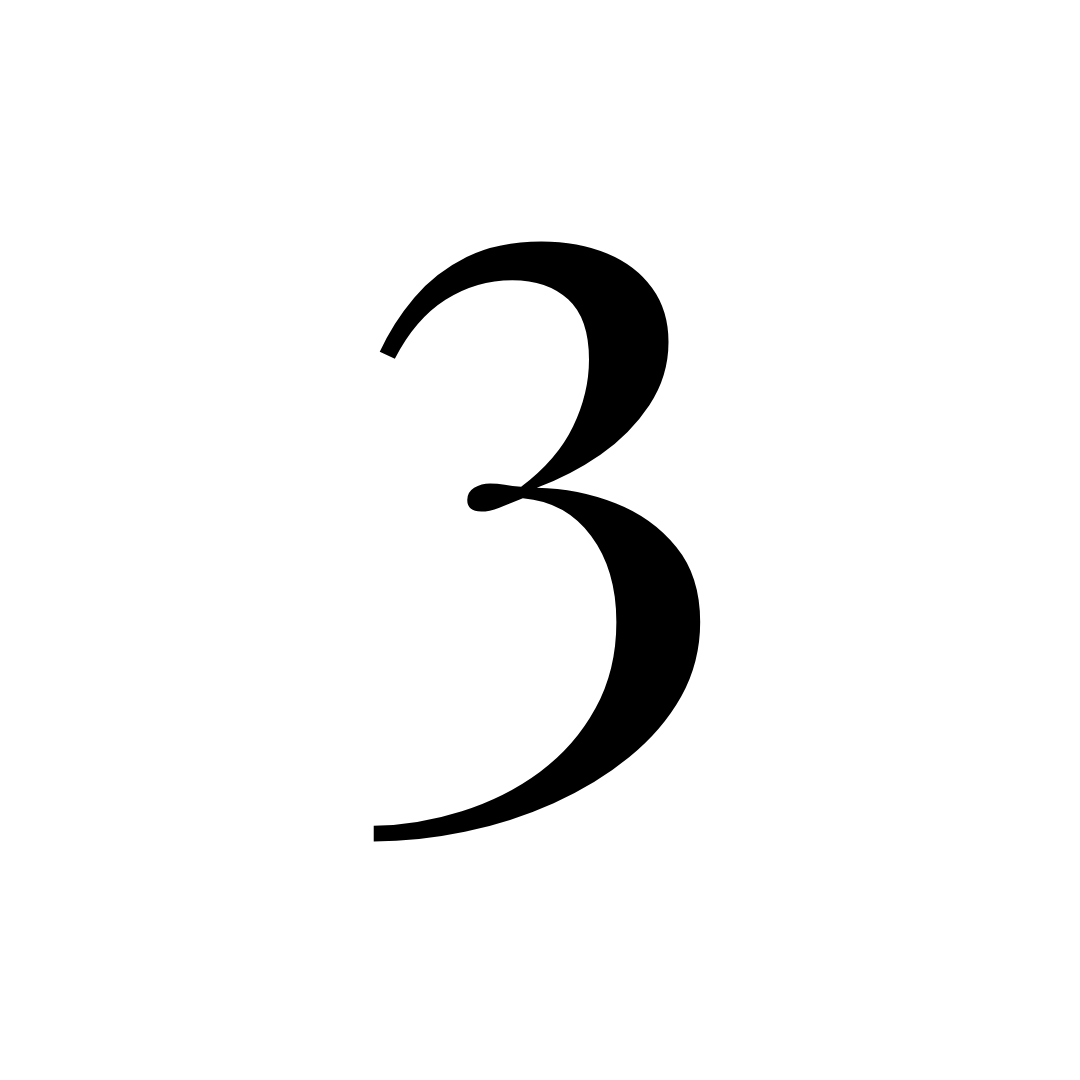 Number 3 in black text on a white circular background.