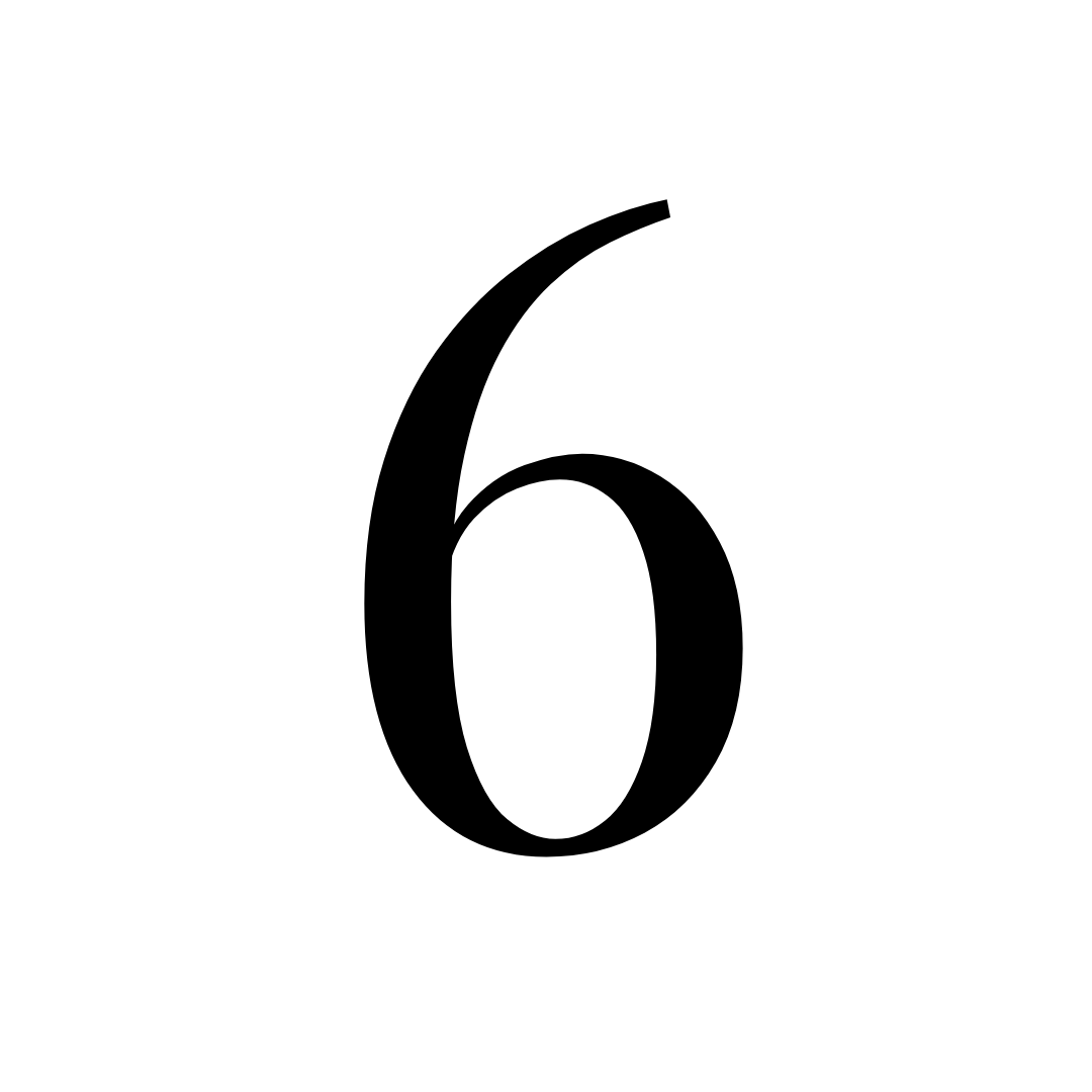 Number 6 inside a white circle with a black background.