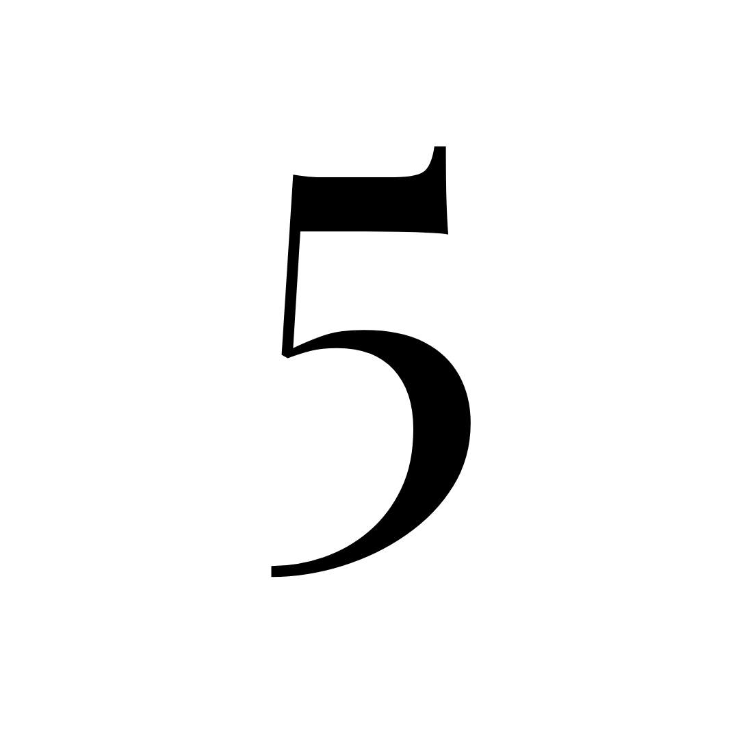Number 5 in black on a white circular background.