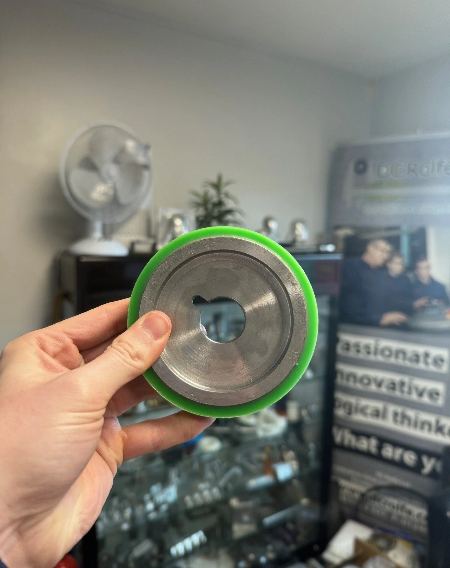 A couple of track wheels that have been fully machined &amp; poly coated! 

Why not save the stress of using multiple suppliers? 🫨 

On top of poly coating, we can also offer plating, anodising, powder coating, welding &amp; heat treatment! 🔥