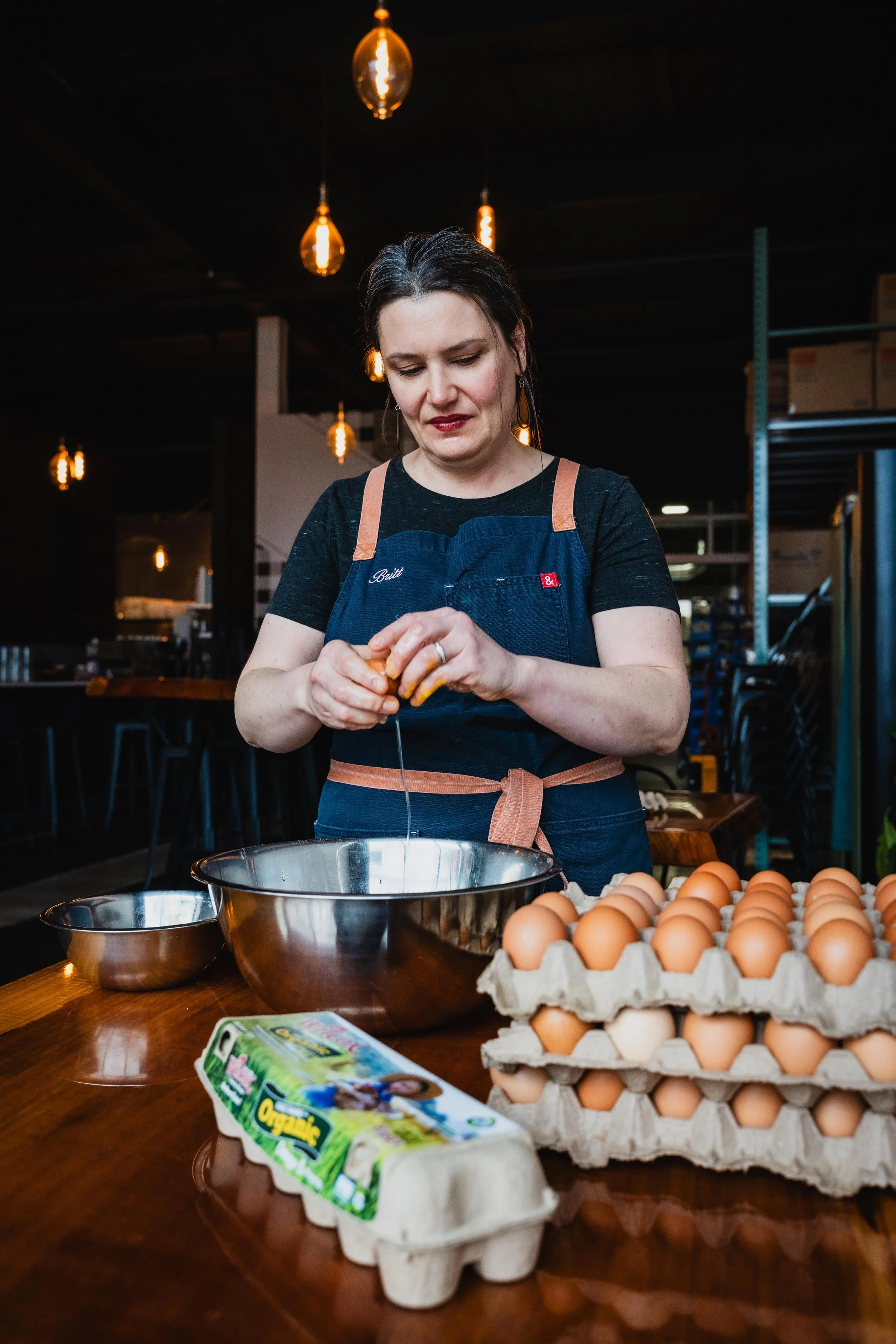 Chef cooking with Wilcox Farm Eggs.