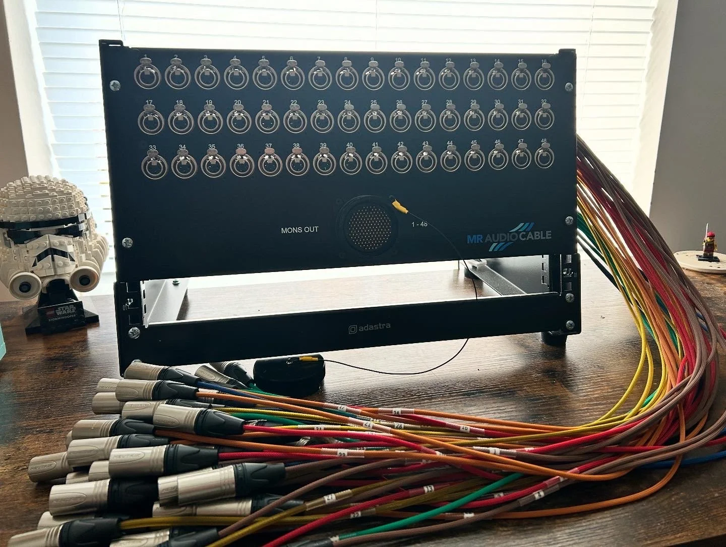48 Channel Passive split, with braided colour coded breakout cables. Van Damme Cables Neutrik Connectors