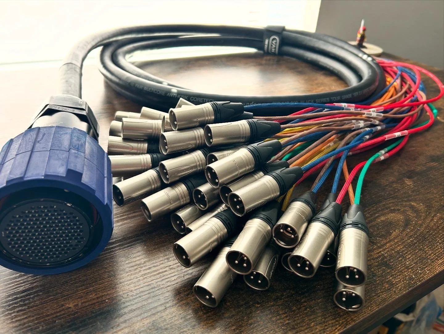 Audio Multipin breakout cable with XLR connectors.