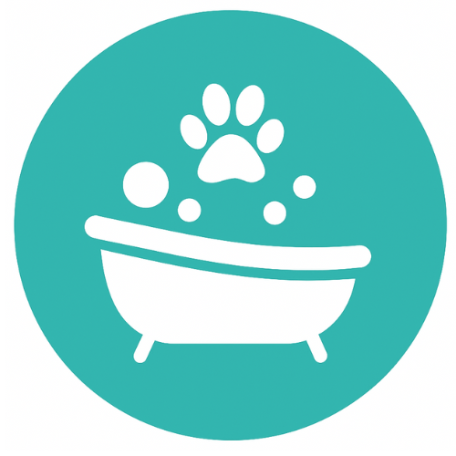 Professional dog bathing and nail trimming as part of premium mobile grooming services.