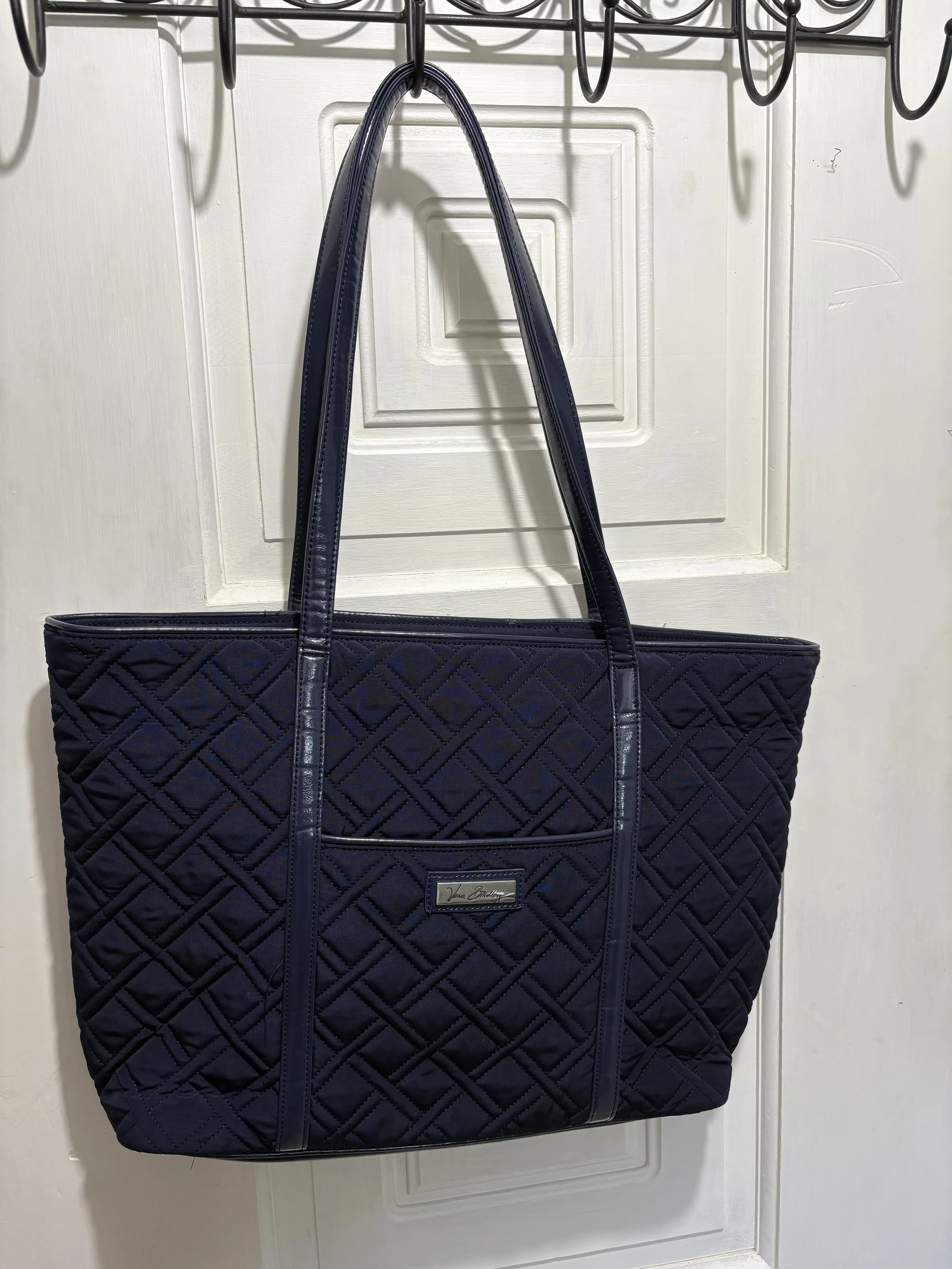 Vera Bradley Navy Blue Quilted/Patent Trim Handbag/Tote