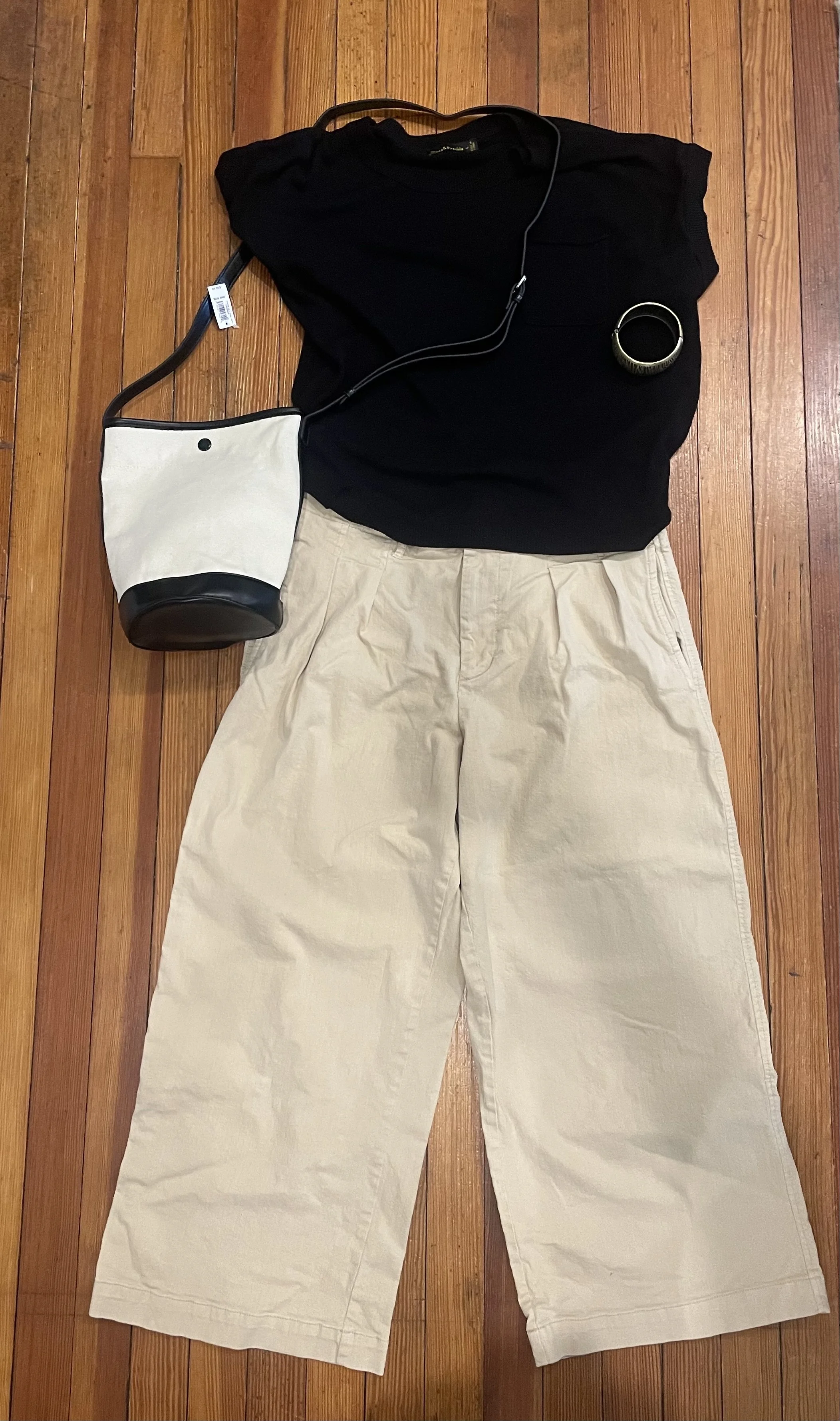 CC102 Black Knit Top (Large), Maeve Pants (10), Bag, & Cuff