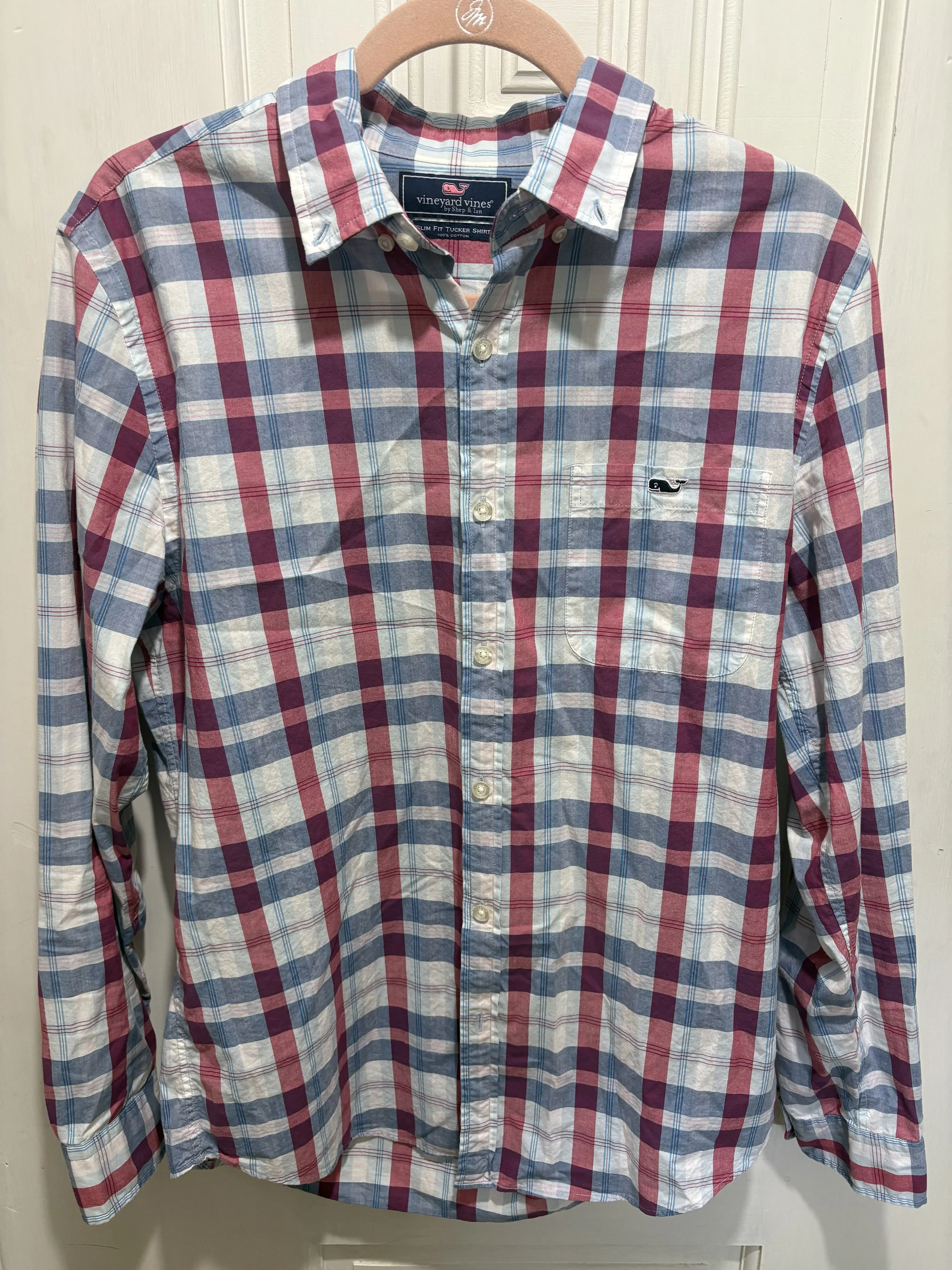 Vineyard Vines Men’s Plaid Cotton Dress Shirt Medium