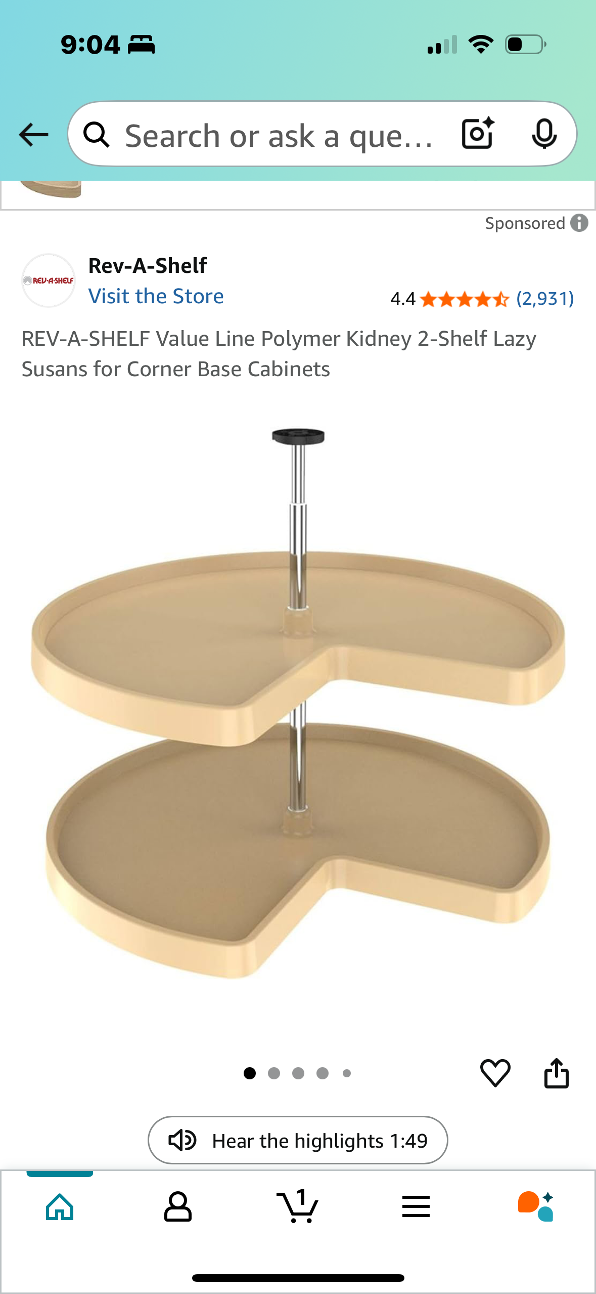 Rev A Shelf Corner Lazy Susan New in Box
