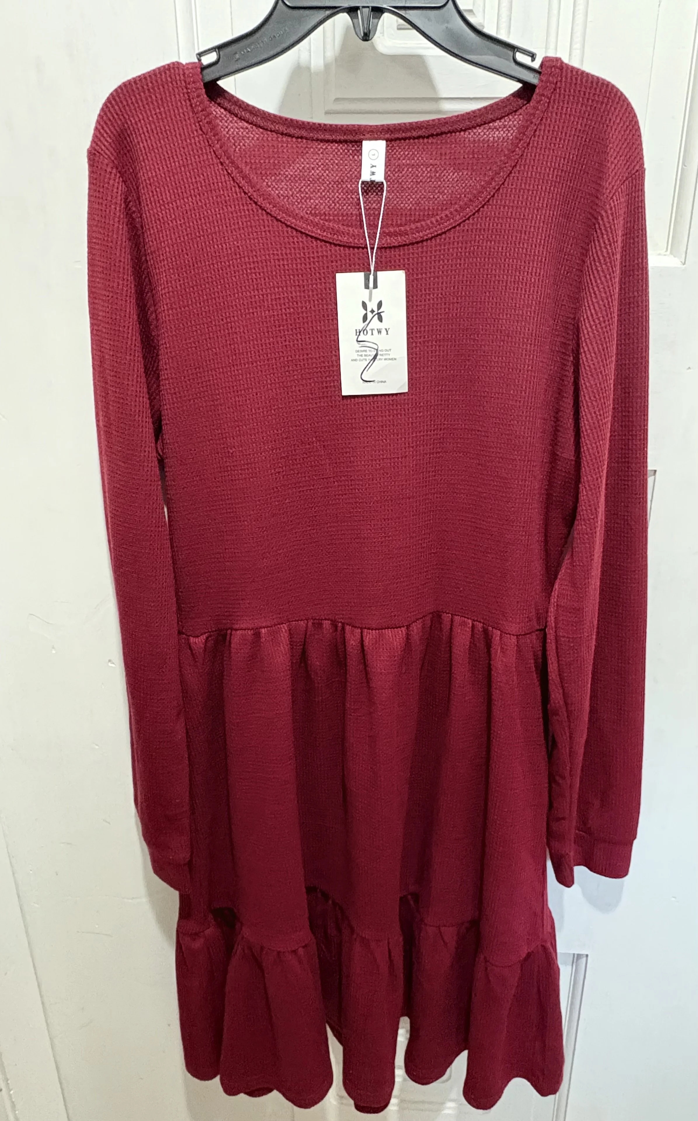 Brick Red Tiered Dress Size Large NWT