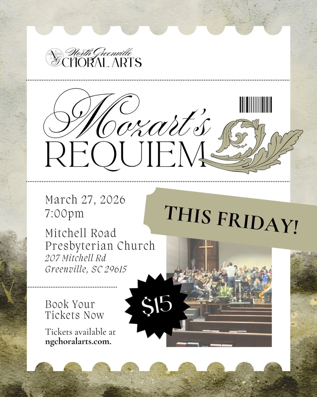 Join us THIS FRIDAY to experience the drama, beauty, and spiritual power of Mozart&rsquo;s Requiem in a live performance that resonates long after the final note. Featuring a chamber orchestra and a chorus of regional voices, this concert is a tribut