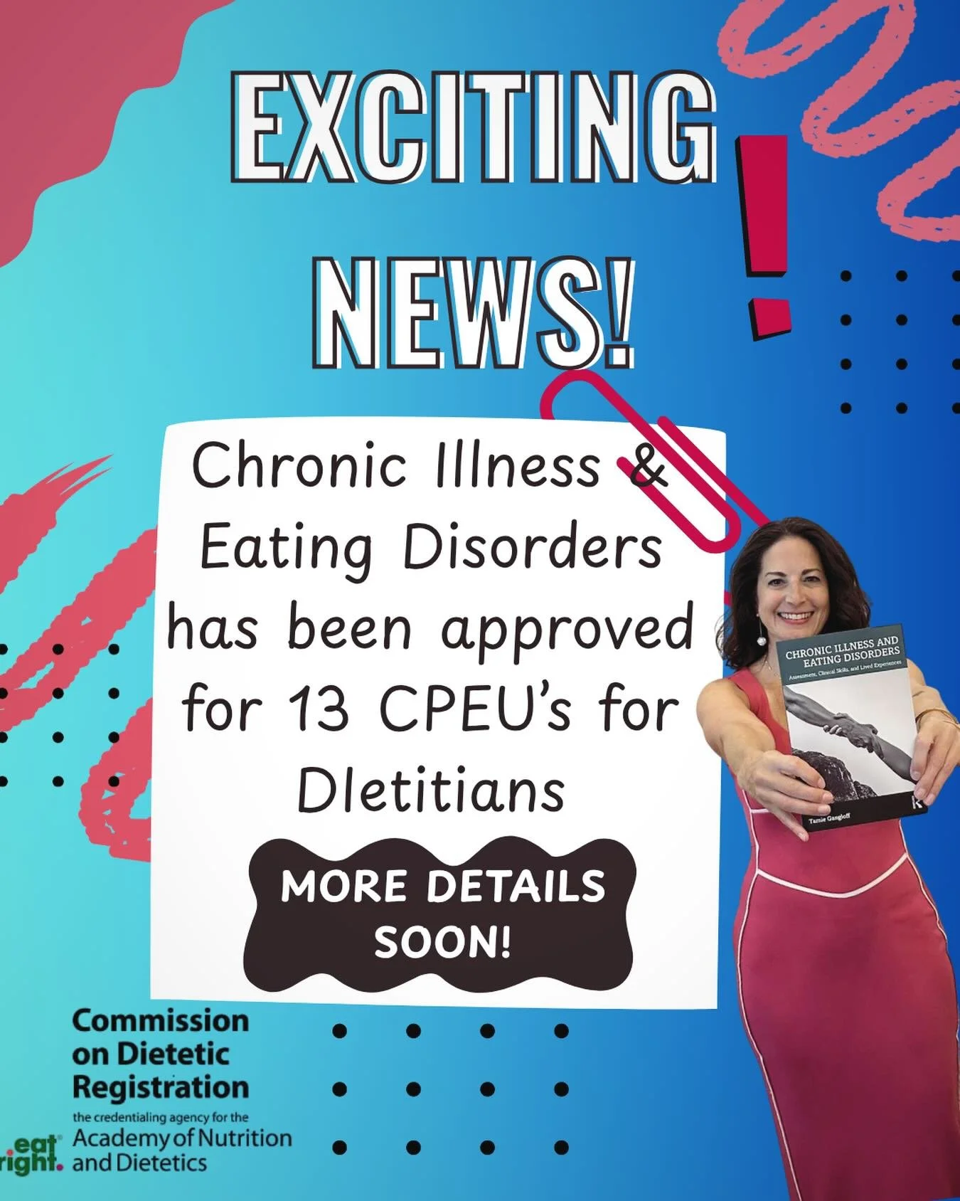 🎉✨I am so excited to share that Chronic Illness &amp; Eating Disorders: Assessment, Clinical Skills and Lived Experiences has been approved for 13 CPEUs for dietitians! 🎉✨

I&rsquo;m incredibly grateful to see this work continue to grow in ways tha