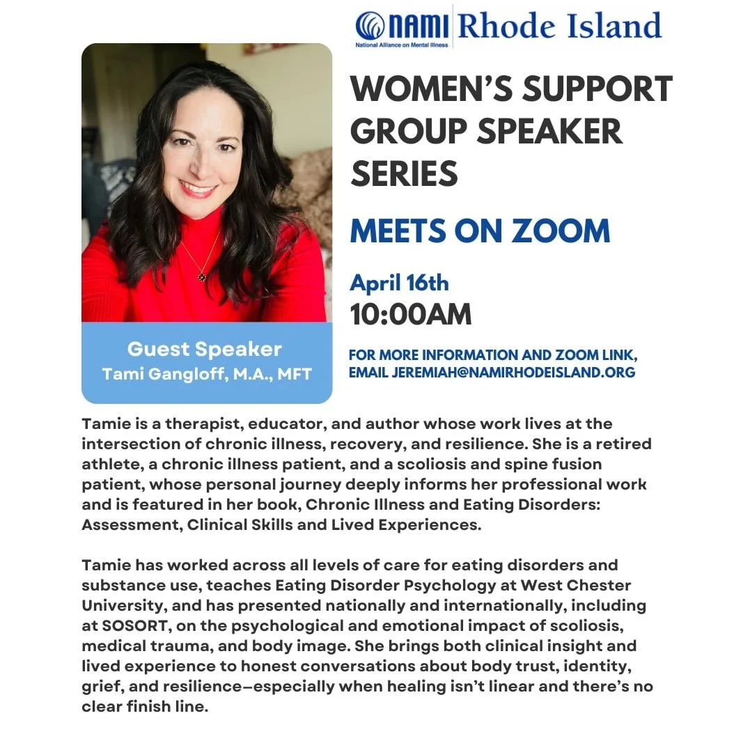 Honored and excited to be speaking with NAMI Rhode Island&rsquo;s Women&rsquo;s Support Group on April 16th ✨ We&rsquo;ll be exploring the intersection of chronic illness, eating disorders, and mental health&mdash;bringing light to conversations that