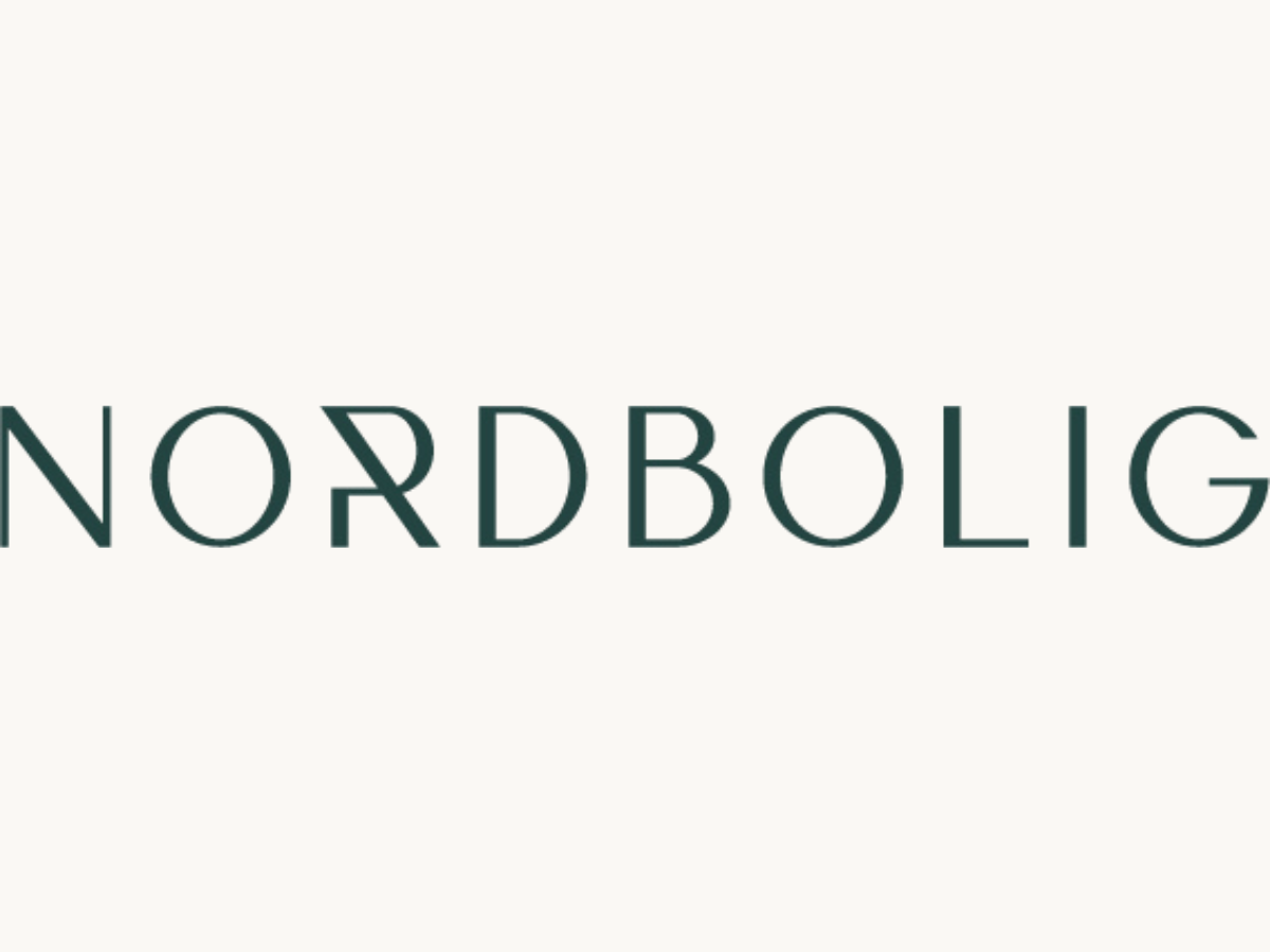 Logo for Nordbolig in stylized, dark green font on a white background.
