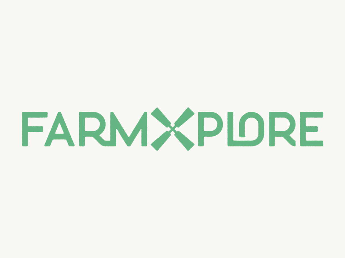 Green logo for FarmXplore, with a windmill forming the letter 'X'