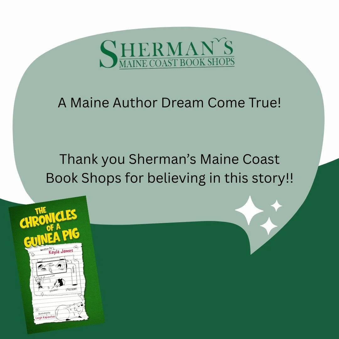 🌲 MAINE, THIS IS A BIG ONE! 🌲

I&rsquo;m so excited to share that @shermansbooks has ordered The Chronicles of a Guinea Pig for ALL of their locations!

Soon these little guinea pigs will be making their way onto shelves across Maine, and seeing my