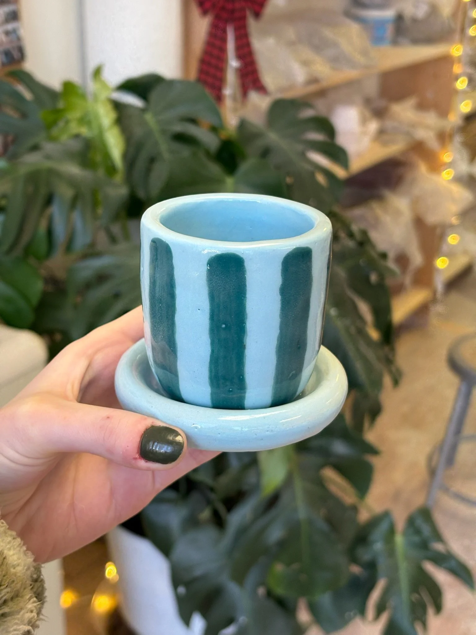 Striped Espresso Cup & Saucer