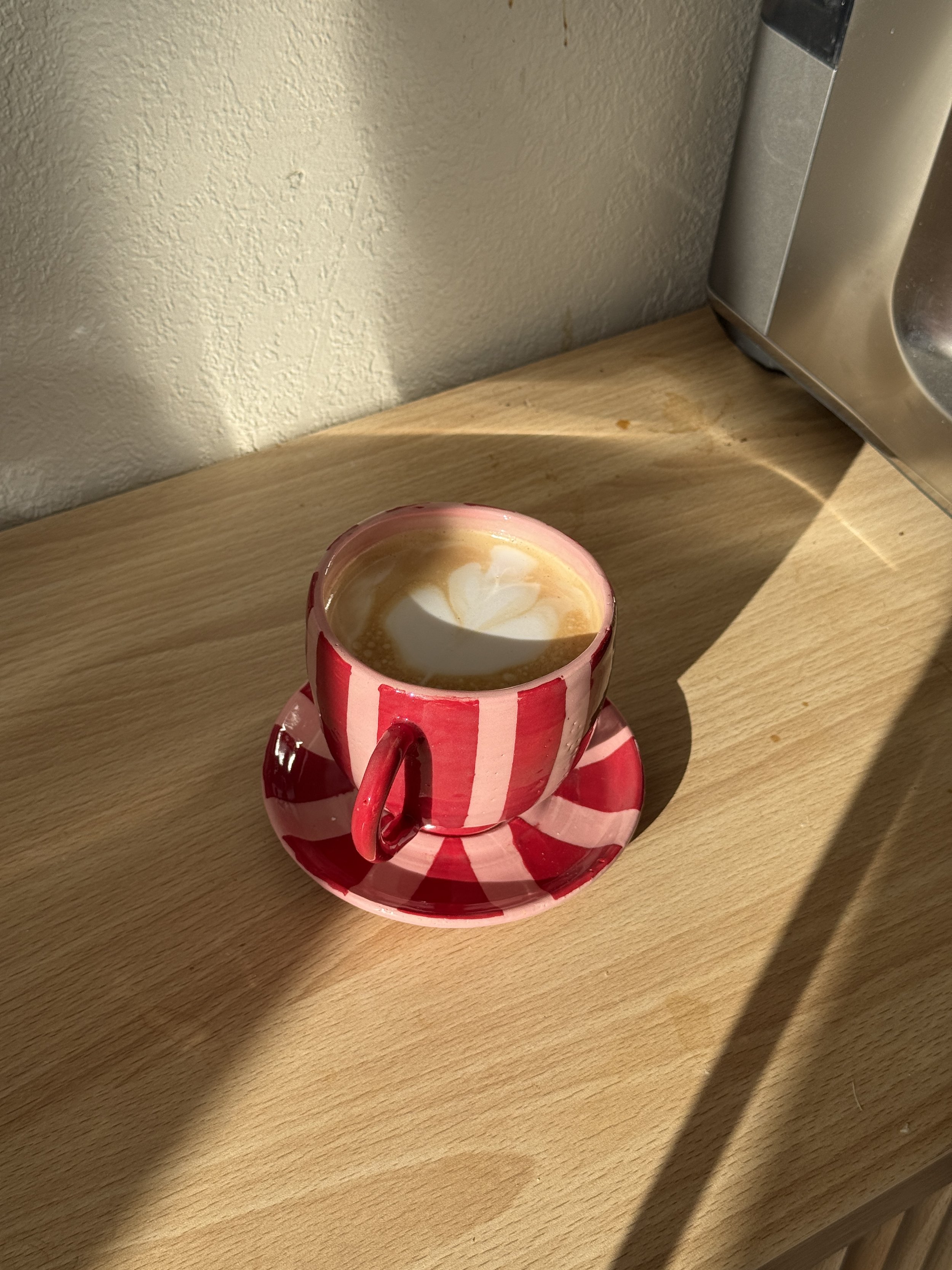Striped Cafe Mug & Saucer