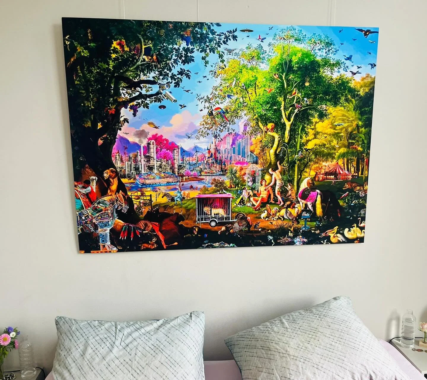 &ldquo;Het kunstwerk hangt! Het is echt prachtig 🤩&rdquo; aldus blije kunstliefhebbers.(Verkocht in 2024) 
🎩🥳 🌊 💥❤️ 🐕 🐈&zwj;⬛ 🌳🔥

DREAM BIG‼️Deze keer formaat large: 150 cm x 110 cm op de slaapkamer 🎩
Artwork: from Eden with Love

Wat een e