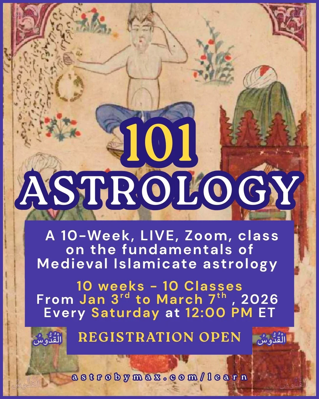 I am very excited to announce that registration for my new class &lsquo;Introduction to Astrology - 101&rsquo; is now LIVE! 

REGISTER NOW: astrobymax.com/learn

This is a 10 Week-long, LIVE, Zoom Course taught every Saturday on January 3rd to March 