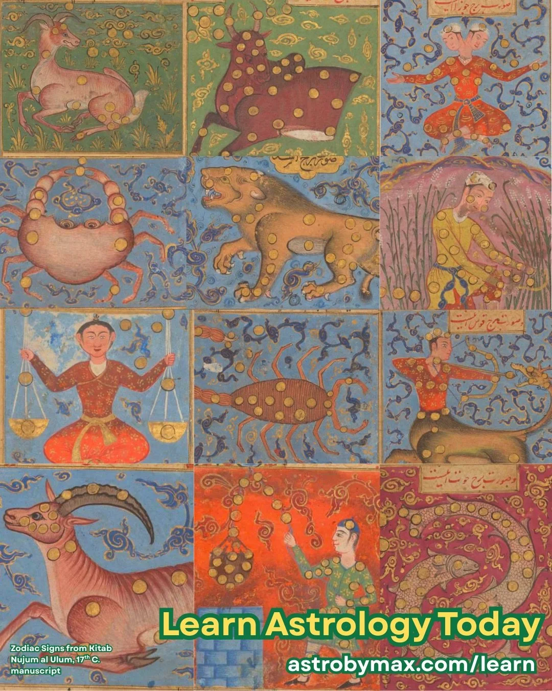 القدوس

Happy Moon in Taurus with benefic planets! In honor of Venus in Pisces and celebrating astrological artistic history, these are some of my favorite depictions of both the planets and the zodiac signs in the 17th century manuscript Kitab Nujum