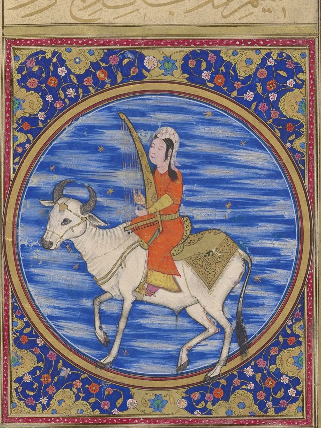 Venus has entered Taurus! 🌸🐂

Here is Venus riding the Bull as depicted in Maṭāliʻ al-saʻāda wa manābiʻ al-siyāda, 16th C.