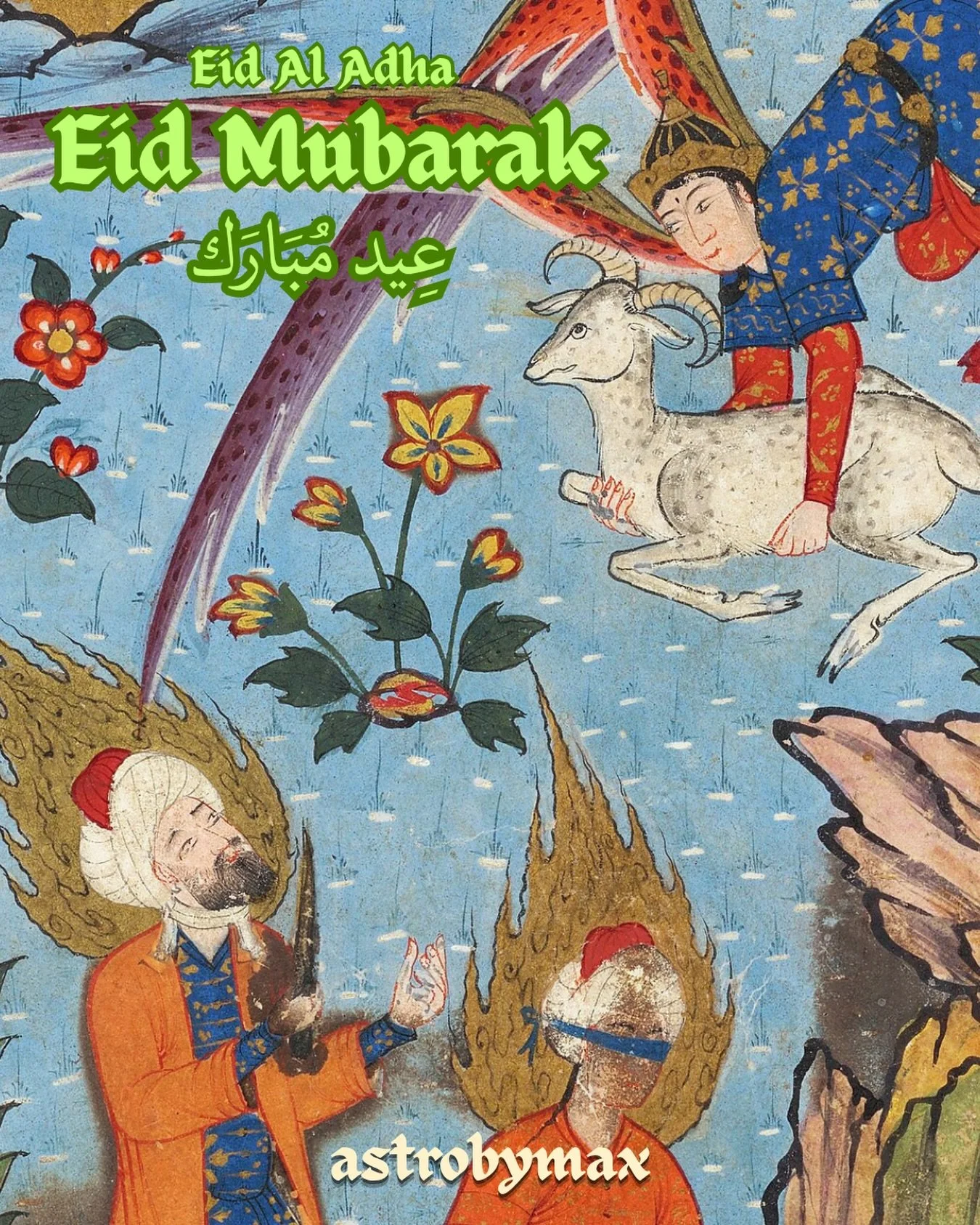 EID MUBARAK from my family and I to yours 🤍 May Allah Subhannah wa ta Ala accept all of our fast, our good deeds, and keep us firm on his Deen

Photo: The Islamic prophet Ibrahim&rsquo;s sacrifice of his Prophet son is stopped by the angel Jibril de