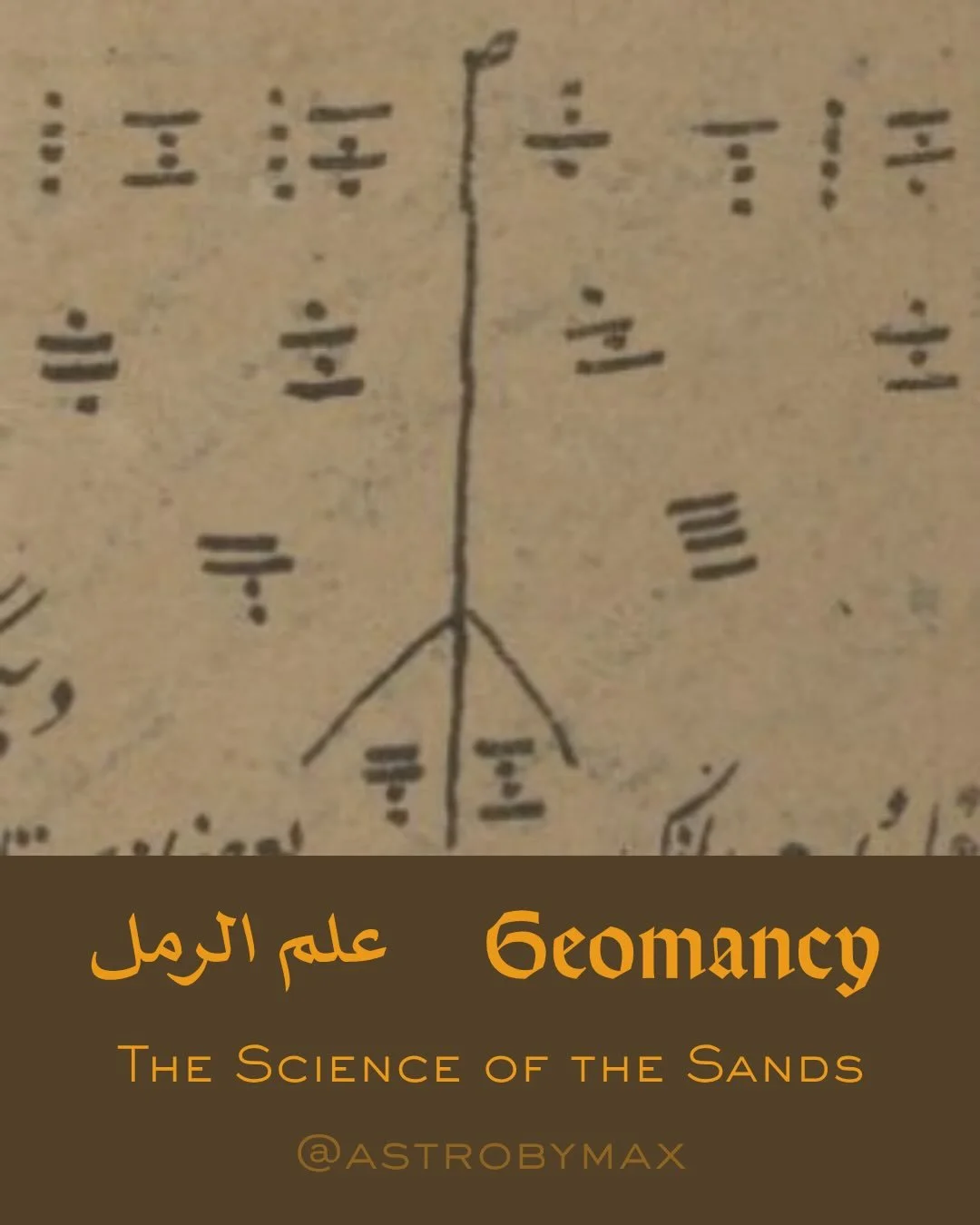Geomancy, also known as Ilm al Raml or the Science of the Sands, is a divination practice that originates in Africa that made its way into the Islamic tradition as a widely accepted form of divination alongside astrology and dream interpretation.

It