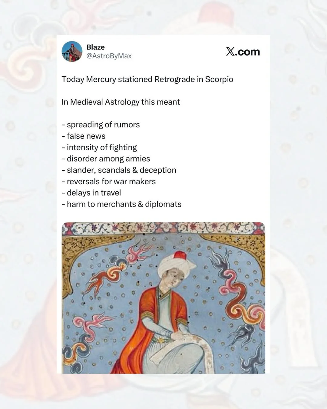 Mercury stationed Retrograde today! Here are some of the indications according to Medieval Islamicate Astrology