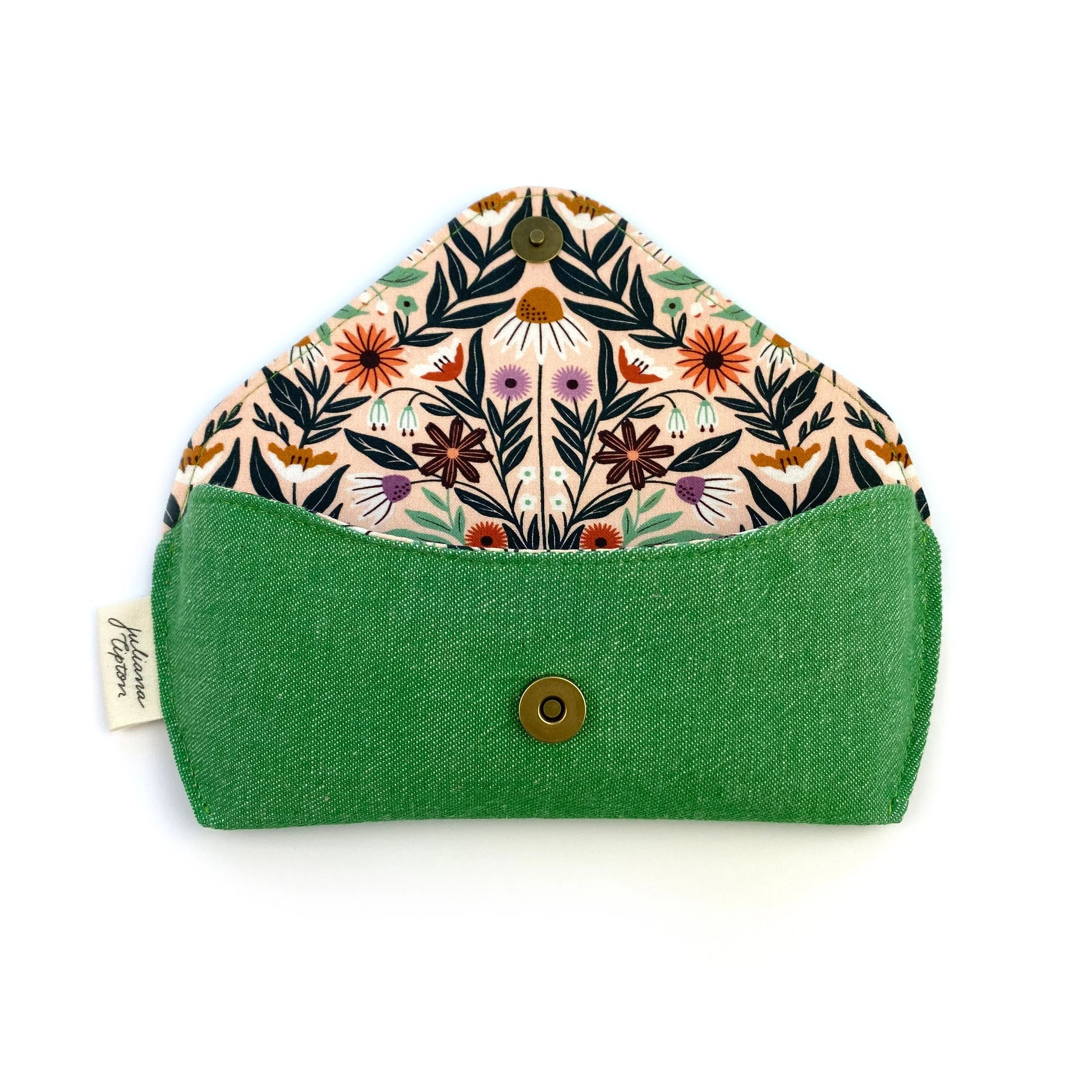 Green Wildflower Fabric Glasses Case