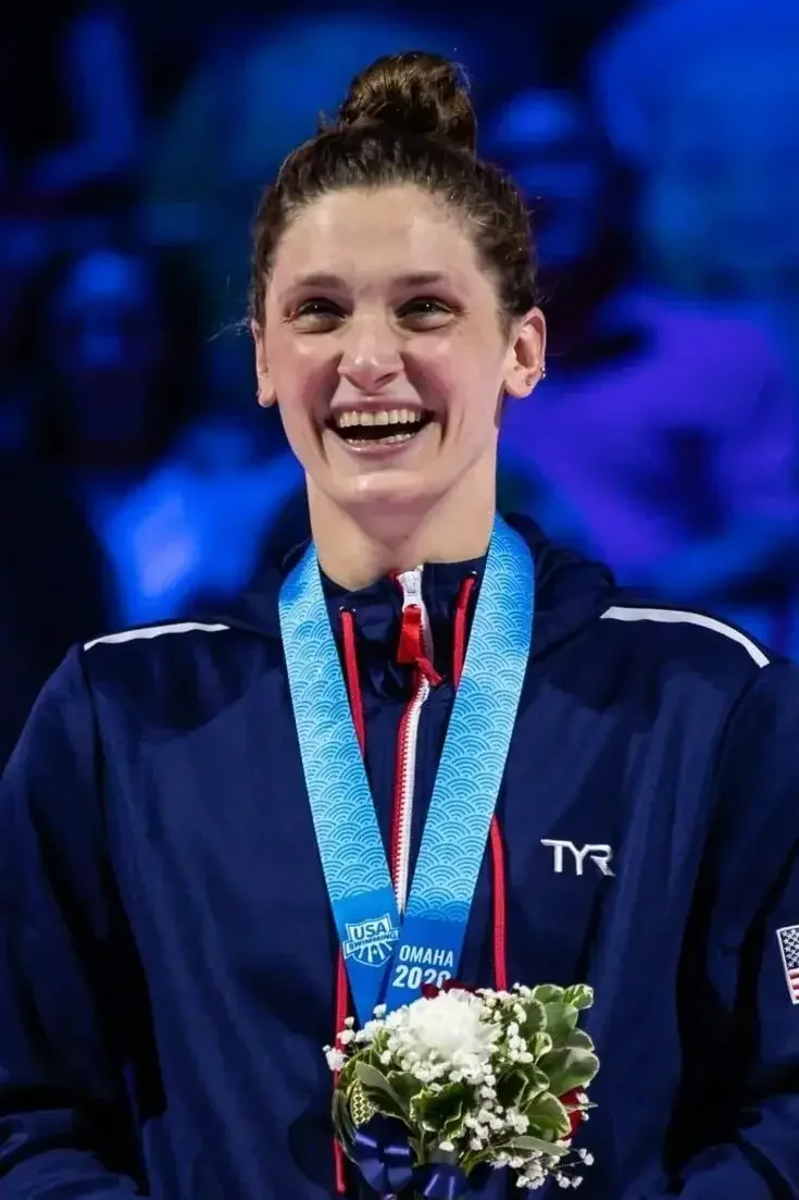 Guest coach Annie Lazor, Olympic medalist and elite breaststroke specialist