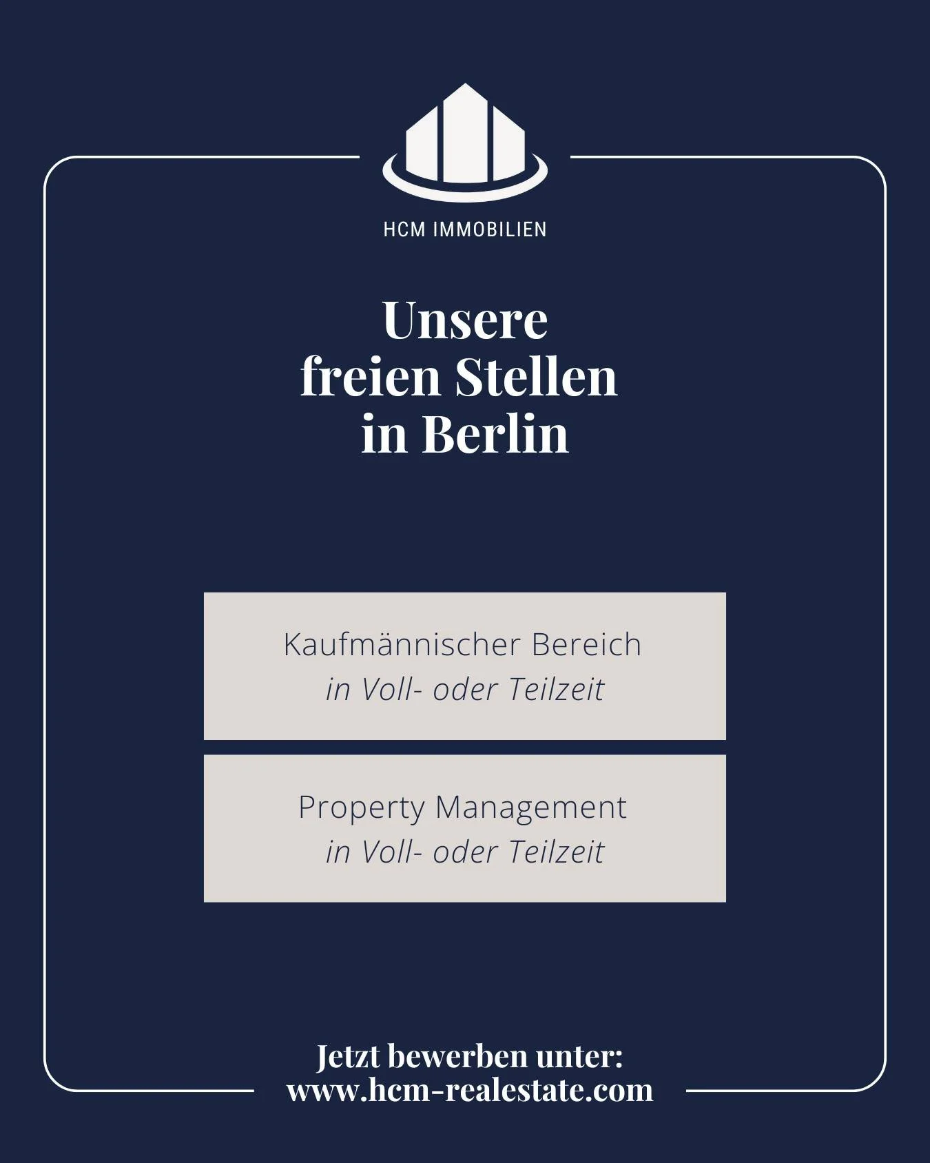 Unsere freien Stellen in Berlin, jetzt bewerben! Wachse mit uns - in Berlin.

Wir suchen engagierte Pers&ouml;nlichkeiten, die Immobilien nicht nur verwalten, sondern gestalten m&ouml;chten. Jetzt Teil unseres Teams werden und Zukunft mitbauen.

#Wir