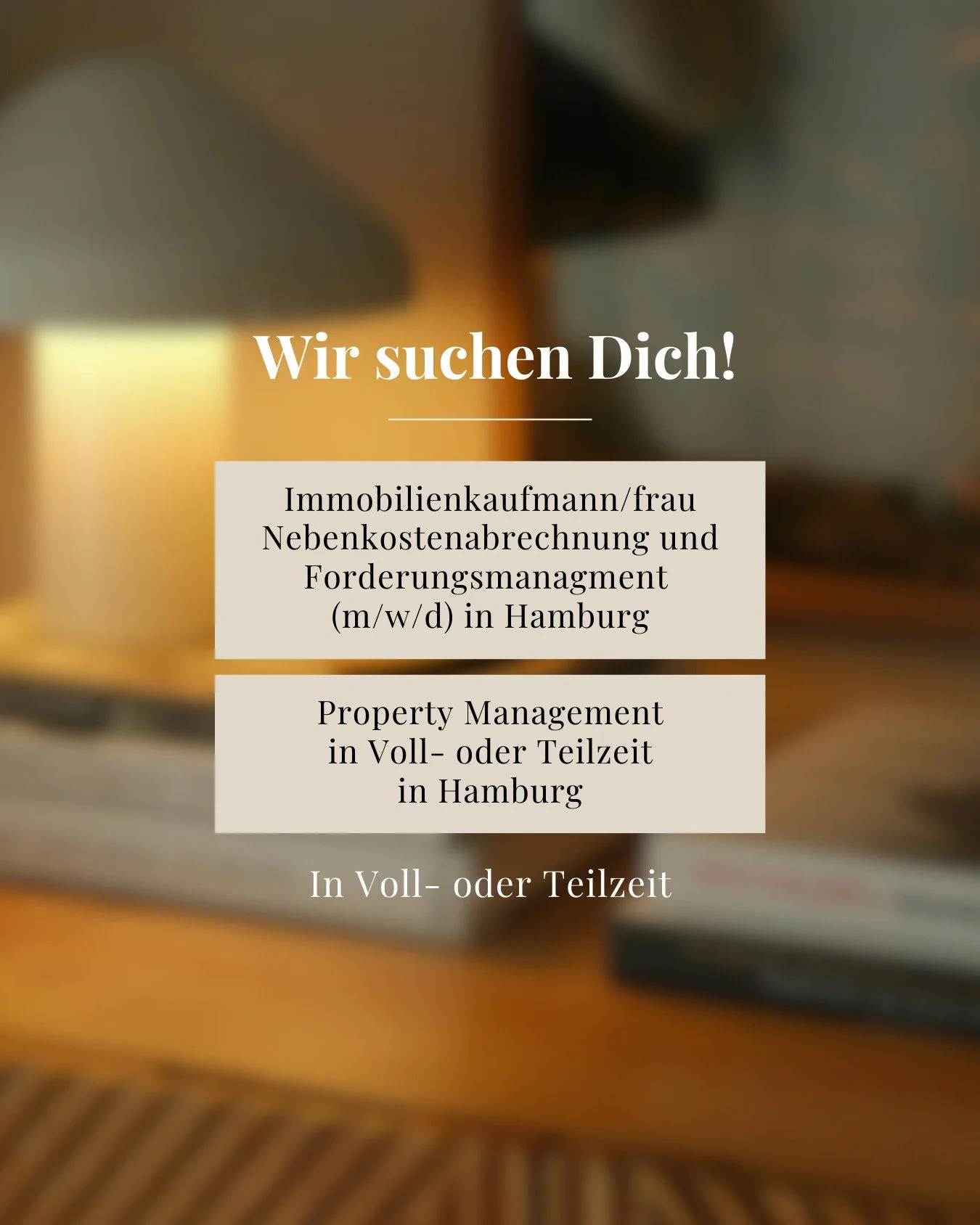 Wir suchen Dich! 

Zur Verst&auml;rkung unseres Teams in Hamburg suchen wir engagierte Immobilienkaufleute (m/w/d) f&uuml;r die Bereiche Nebenkostenabrechnung &amp; Forderungsmanagement sowie Property Management - in Voll- oder Teilzeit.

Du arbeites