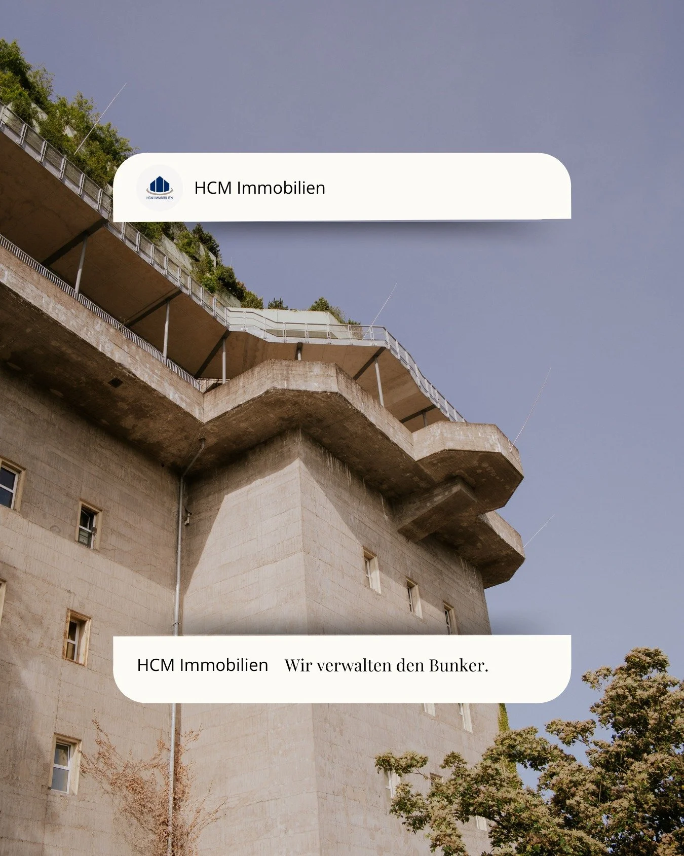 Ein Objekt mit Geschichte. Ein Projekt mit Zukunft.

Die Verwaltung des Hamburger Bunkers steht exemplarisch f&uuml;r unseren Anspruch, auch komplexe und besondere Immobilien mit Erfahrung, Struktur und Weitblick zu begleiten.

#WirSindHCM #HCMRealEs