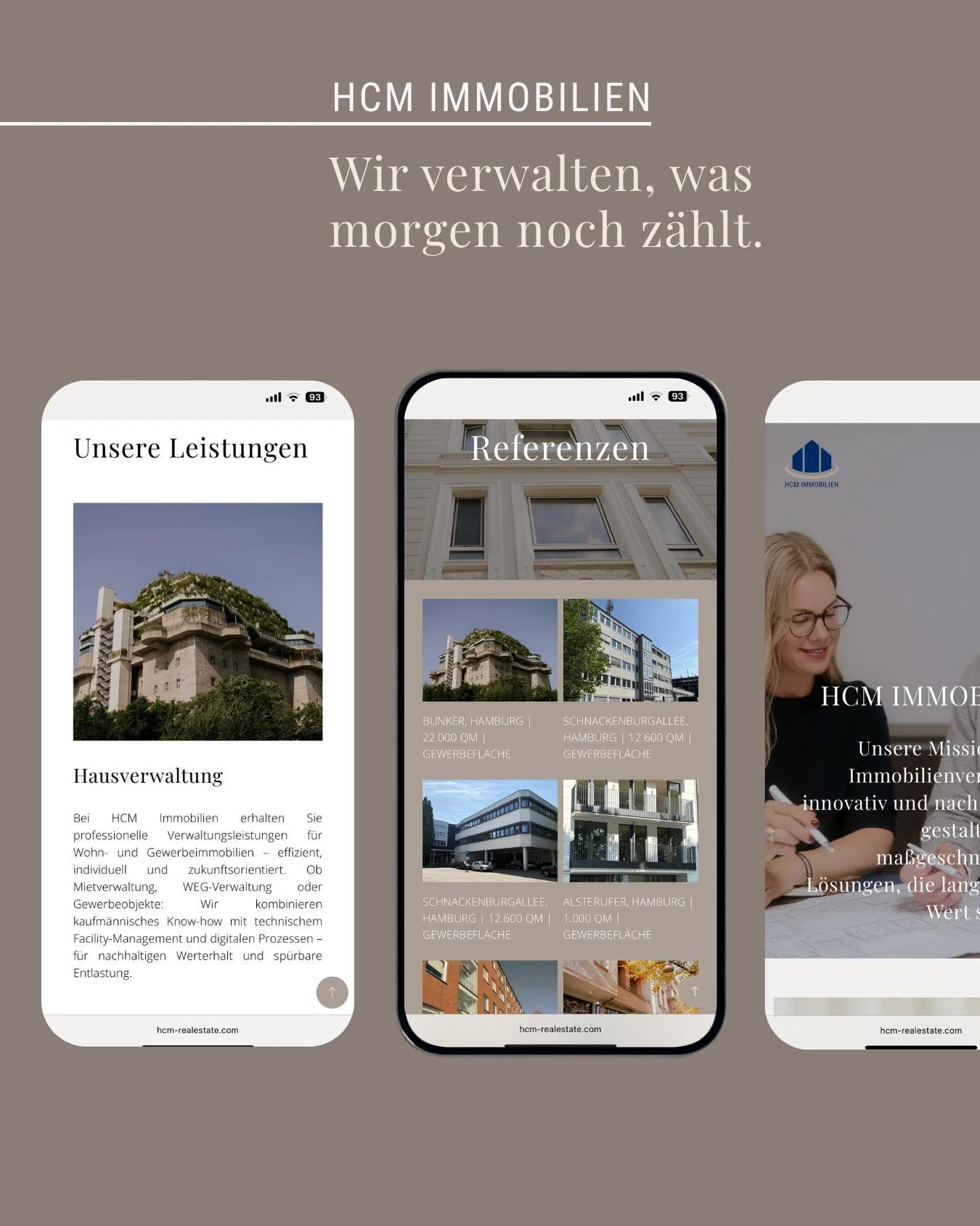 Unsere Dienstleistungen:
Hausverwaltung, Geb&auml;udemanagement und Immobilienmaklerei - bei HCM greifen alle Leistungen ineinander. Ganzheitlich gedacht, pers&ouml;nlich umgesetzt und immer mit dem Ziel, Immobilien langfristig stark und wertbest&aum