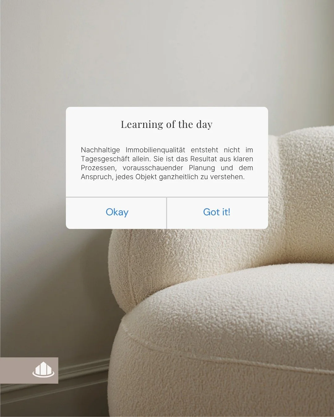 Learning of the day 💭

#WirSindHCM #HCMRealEstate #VerwaltungMitWerten #Wertbest&auml;ndigDenken #VertrauenVerwalten #HCMImmobilien #HCMFacilityManagement #Hamburg #Hausverwaltung #HCMPortfolio #ImmobilienMitSubstanz #EigentumMitWert #UnsereImmobili