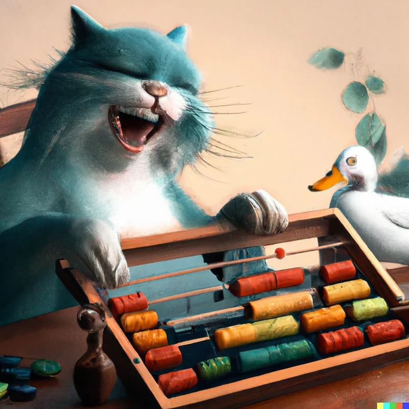 Illustrated cat using an abacus, representing company accounting and Corporation Tax calculations
