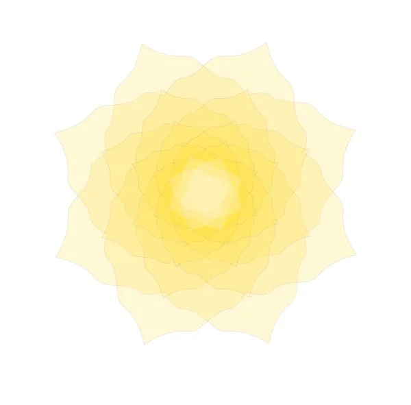 Yellow layered abstract flower pattern with multiple semi-transparent petal shapes