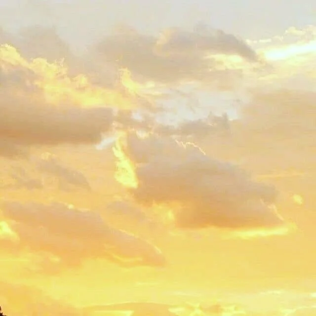 Sunset sky with golden clouds.