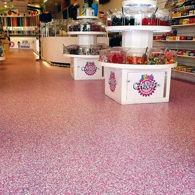 Commercial flake epoxy flooring for high-traffic areas.