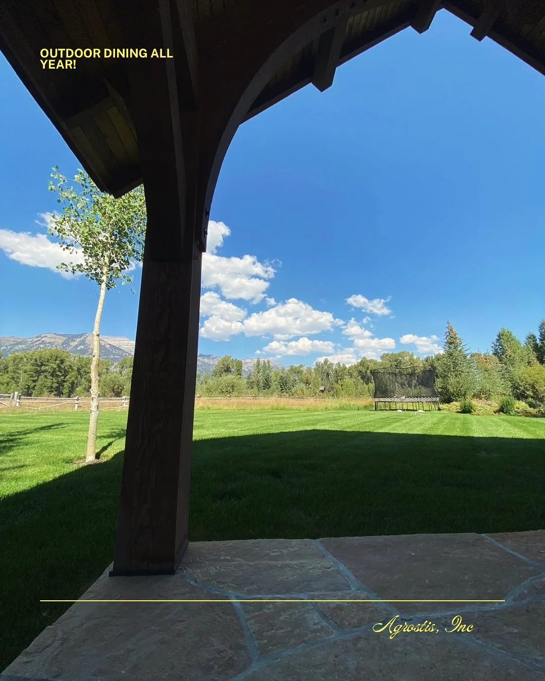 A dining pavilion to dream of ☀️
#agrostisinc #landscapearchitecture #jacksonhole #wyoming #garden #landscape #landscapedesign #gardendesign #gardensofinstagram #diningpavilion #patio #landscapearchitect