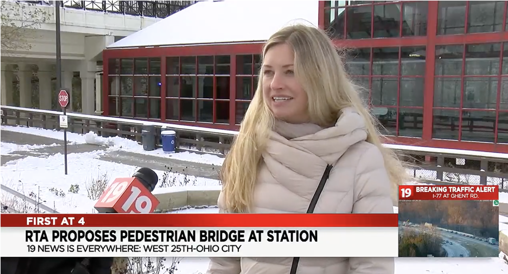 Sixth Element founder Ciara Ahern speaking with 19 News in Cleveland to protect the Red Line Greenway public park