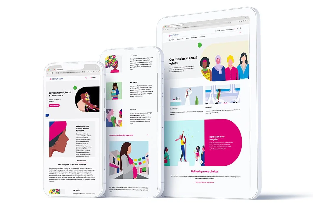 An image of Organon webpage on mobile devices