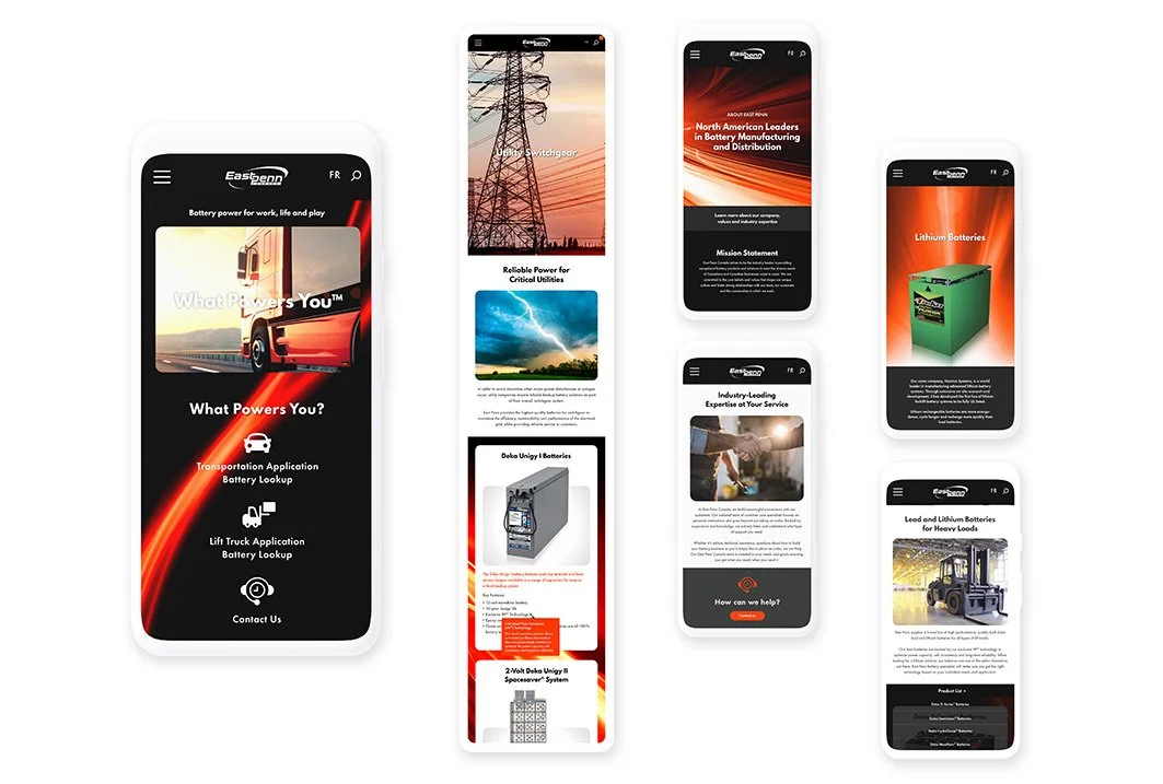 An image of the East Penn website on mobile phones