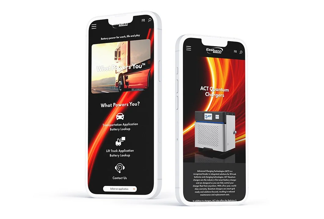 An image of the East Penn website on mobile phones