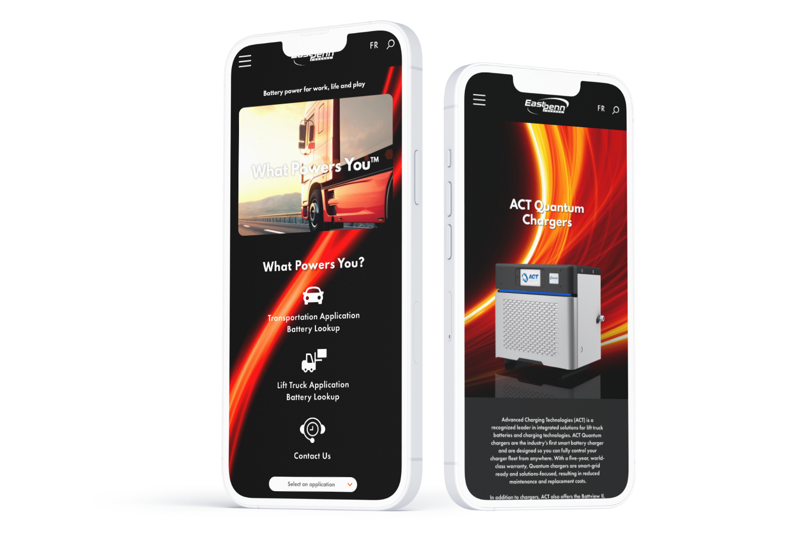 An image of the East Penn website on mobile phones