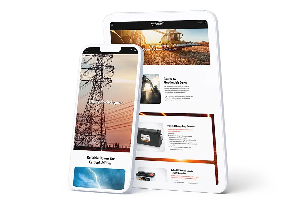 An image of the East Penn website on mobile devices