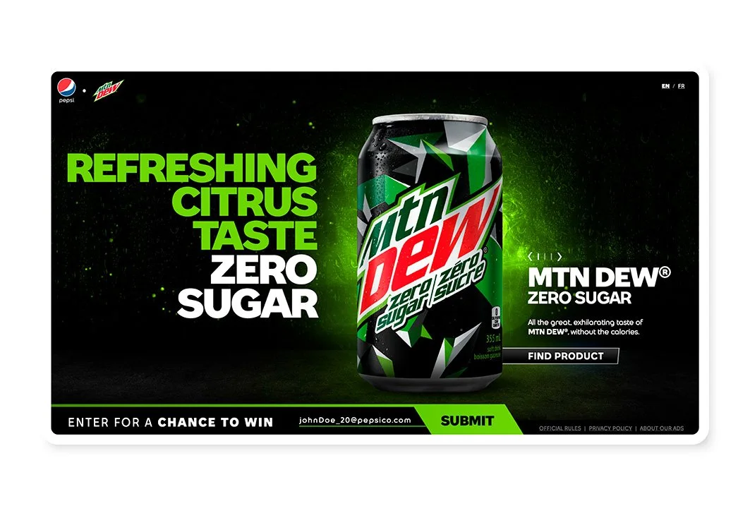 Mountain Dew, Xbox contest screen on desktop