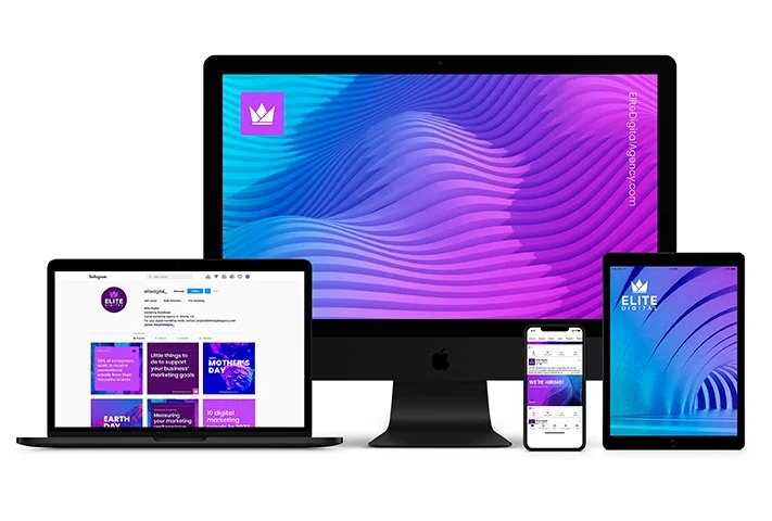 An image of the Elite Digital website on devices