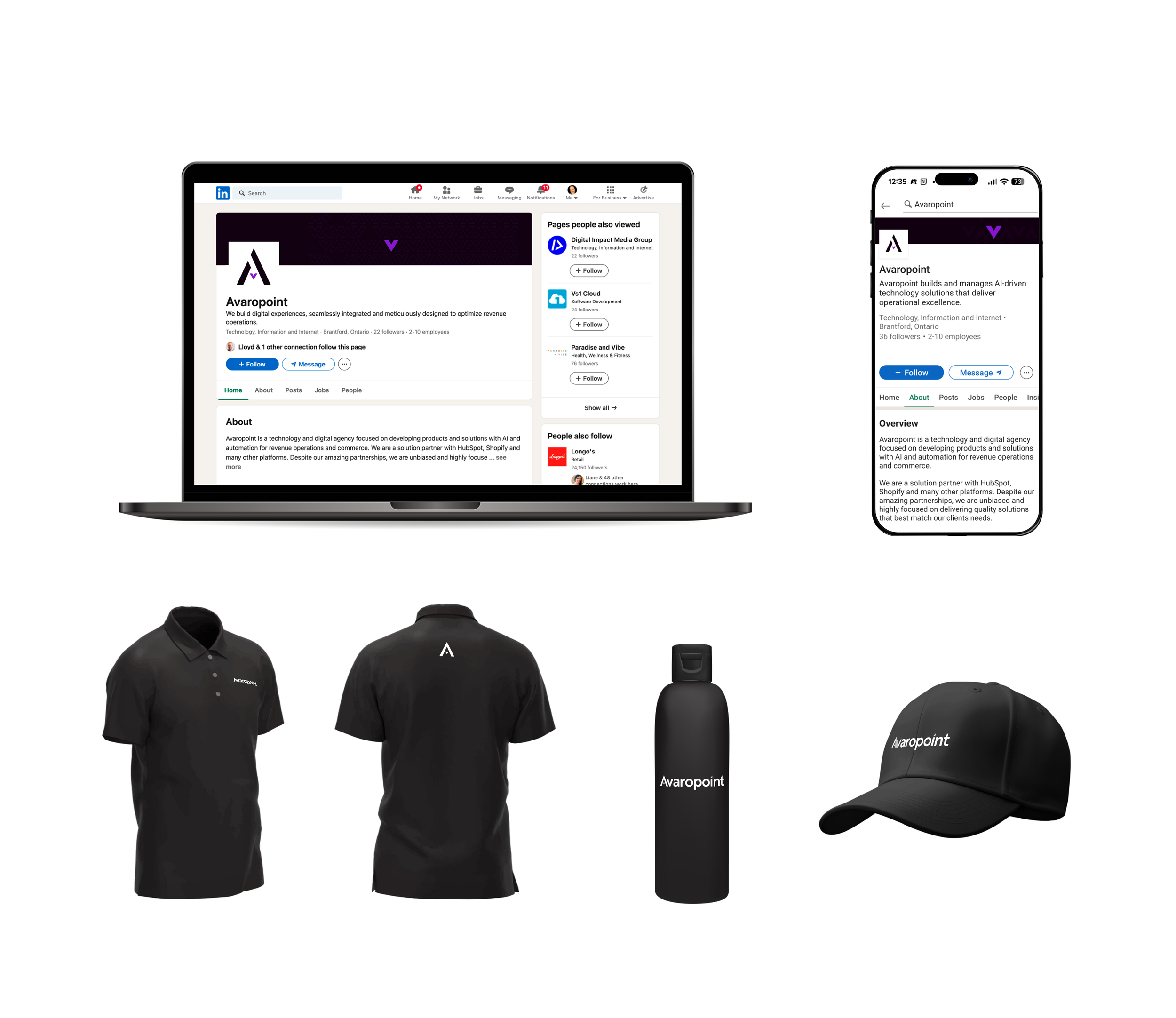 An image of Avaropoint branded merchandise