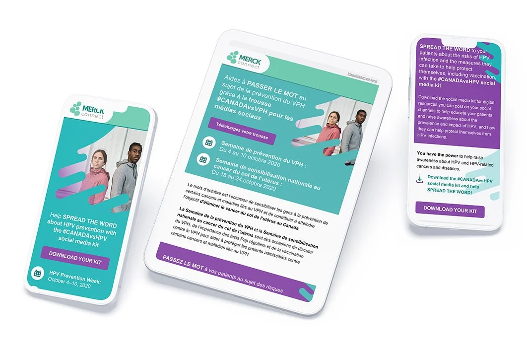 An image of Merck Connect email on mobile devices